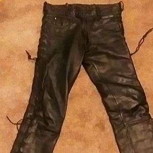 Harley Davidson Mens Leather Lace Up Biker Pants
